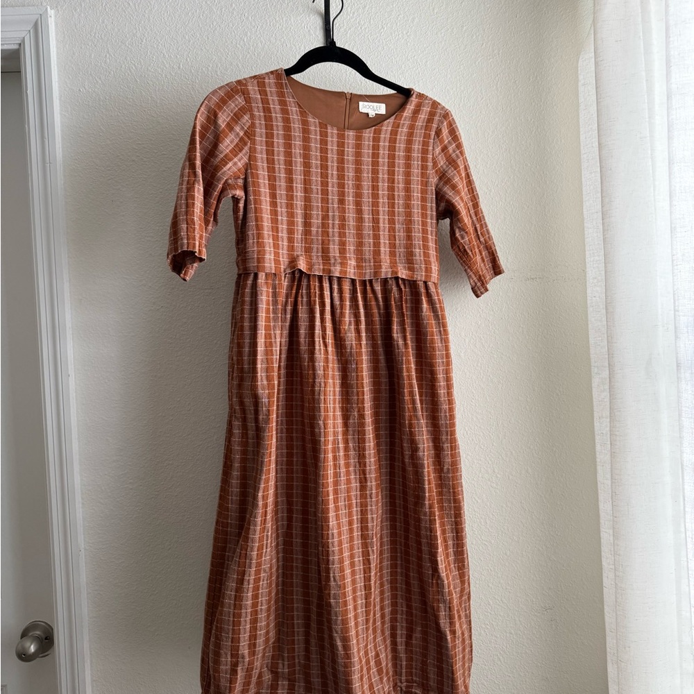Roolee mom xxs brown/rust nursing dress